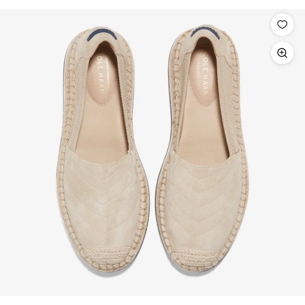 $130 NWOB COLE HAAN Cloudfeel Stitchlite Espadrilles Tan Wedge Flats Wmns Sz 9.5